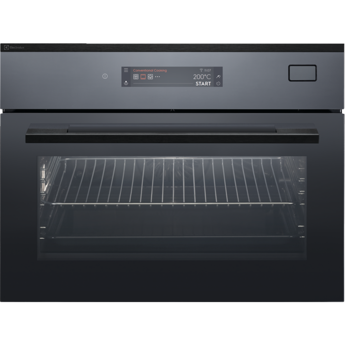 Einbaubackofen Compact EURO Pyrolyse BakingCrisp Schwarz Spiegel